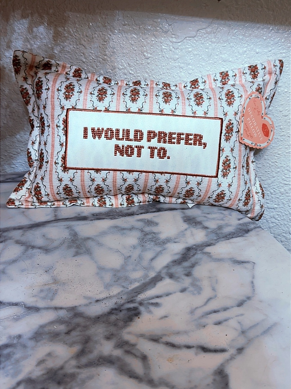 Decorative Throw Pillow - White and Coral Pattern